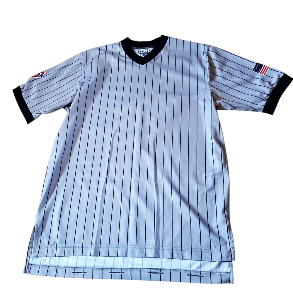 Gray and Black Jersey with Classic Pinstripe Design Size Xl